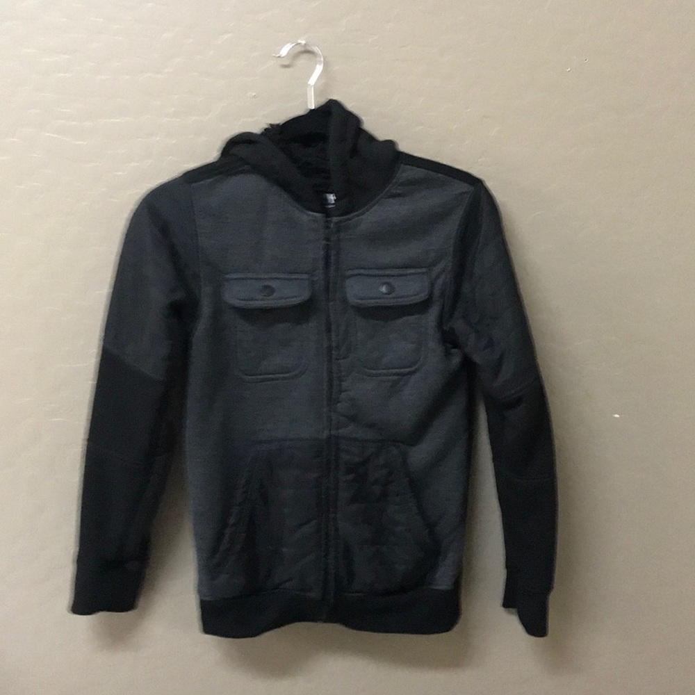 Young Boy’s RERUN Zip Front Hooded Jacket Black
